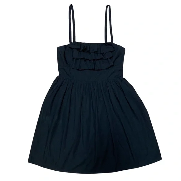 American Rag | Dresses | American Rag Ruffle Dress Womens M Black Casual  Spaghetti Strap Tie Waist Mini | Poshmark
